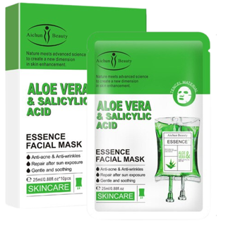 Mascarilla Facial Aloe Vera y Acido Salicilico 10 Unidades,hi-res