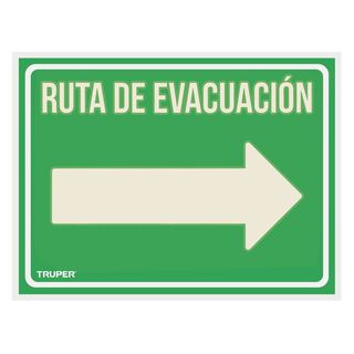 Letrero "Ruta de evacuación derecha" 21x28cms Truper,hi-res