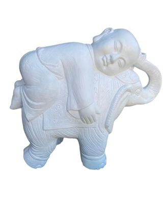 Figura Monje sobre Elefante  White 48 cm ,hi-res