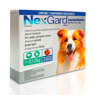 Antiparasitario Nexgard Perros 10,1 a 25 Kg x 3 Comprimidos Masticables,hi-res