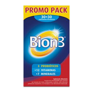 Pack Bion 3 Vitaminas Minerales Y Probióticos 60 Comprimidos,hi-res