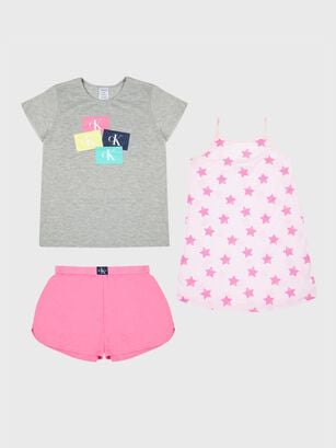 Pijama Niña Set 3 Piezas Multicolor Calvin Klein,hi-res
