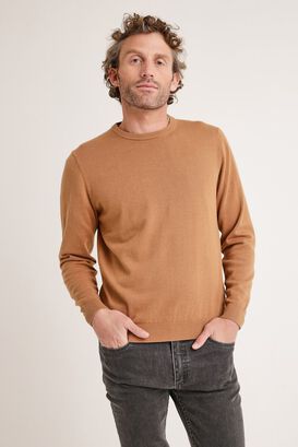 Sweater hombre cuello redondo liso phelps café,hi-res