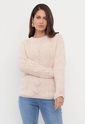 Sweater Mujer Chenille Espiga Beige Corona,hi-res