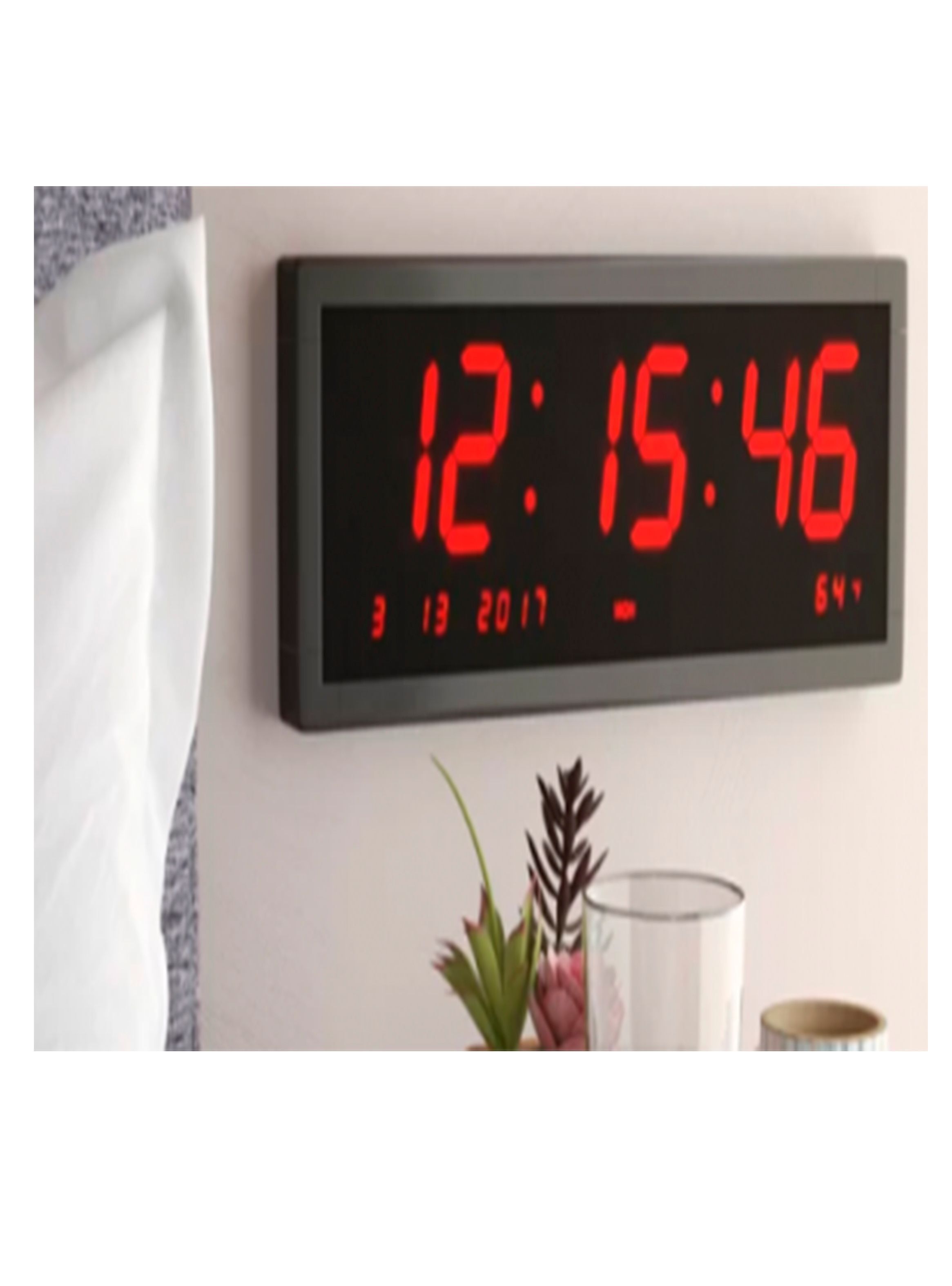 Reloj digital led pared hora fecha temperatura