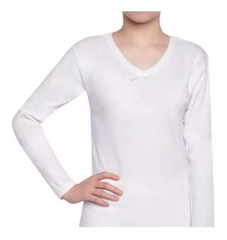 Camiseta Mujer Algodón Blanca Manga Larga,hi-res