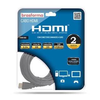 Cable  HDMI  2.0.V   4K - 3D Ready -  ARC - HDR -  2 mts,hi-res