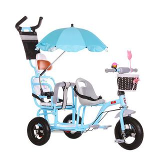 Triciclo Infantil Doble Asiento Paseador Cochecito 4 En 1,hi-res