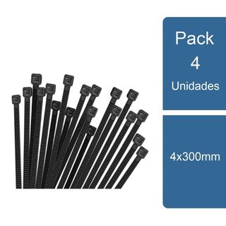 Pack 4 Amarras plásticas negras 100un 4x300mm Genérico,hi-res
