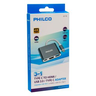 3 EN 1 ADAPTADOR USB TIPO C A HDMI + USB3.0 PHILCO,hi-res