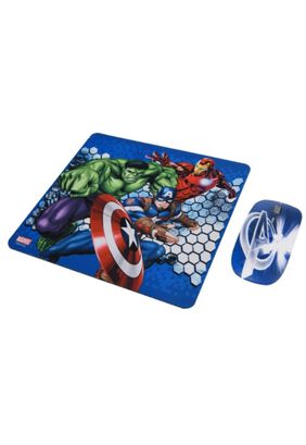 Kit Mouse Óptico Inalámbrico + Mousepad Marvel Avengers,hi-res
