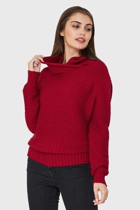 Sweater Cuello Tortuga Canalé Rojo Nicopoly,hi-res
