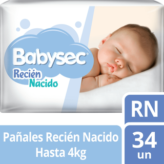 Pañales De Bebé Babysec Recien Nacido Ultrasuave 34 Un Rn,hi-res