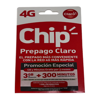 Chip Prepago Claro 300 Minutos Y 3 GB,hi-res