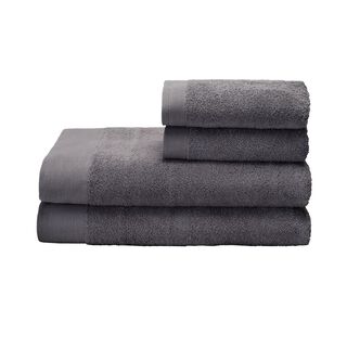 Set 2 toallas mano y 2 toallones baño Elegance plata, 100% algodón, 550 gr/m2,hi-res