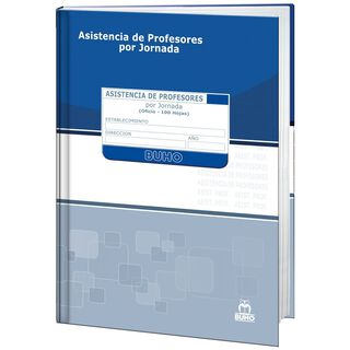 Libro Control Asistencia Profesor Por Jornadas Buho ,hi-res