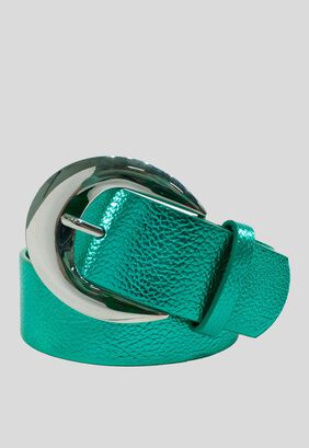Cinturon Liso Metalizado Verde,hi-res