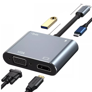 CABLE ADAPTADOR 4 EN 1 USB C HUB A VGA HDMI,hi-res