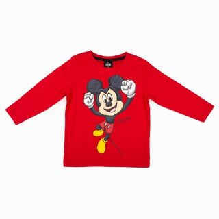 Polera Manga Larga Niño Mickey Saltando Rojo Disney,hi-res