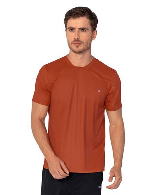 Camiseta deportiva masculina semiajustada de secado rápido 508007 Terracota,hi-res