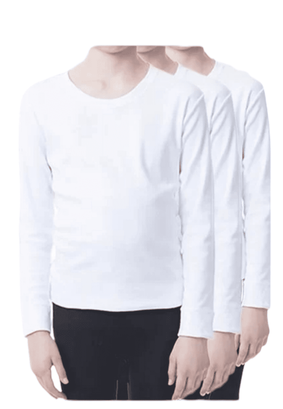 Pack 6 Camisetas Blancas Niño Algodón Manga Larga,hi-res