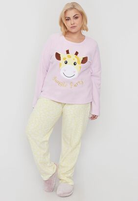 Pijama Mujer Polar Básico Amarillo Corona,hi-res