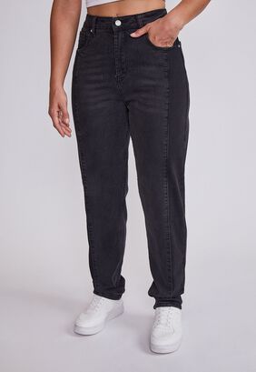 Jeans Mujer Negro Mom Costura Media Sioux,hi-res