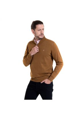Sweater Half Zipper Mostaza,hi-res