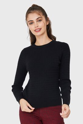 Sweater Punto Fino Cadenetas Negro Nicopoly,hi-res