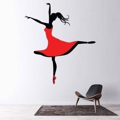 Ballet Dancer Red Dress Wall Sticker Ws-46818,hi-res