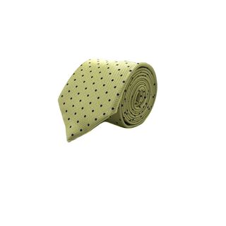 Corbata Seda Diseño Puntos Amarillo 8cm,hi-res