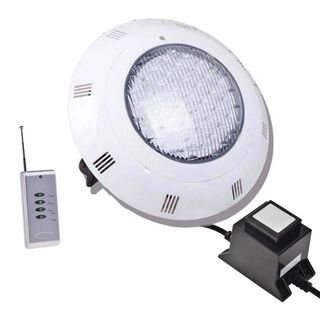 Foco LED Piscina RGB Con Control Remoto Gris 18W/12V + Fuente De Poder 5Amp,hi-res