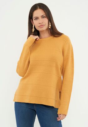 Sweater Mujer Cerrado Mostaza Corona,hi-res