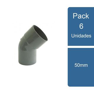 Pack 6 Codo 45º PVC Sanitario Gris 50mm PVC,hi-res