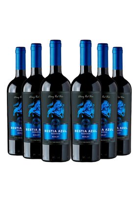 6 Vinos Bestia Azul Reserva Merlot,hi-res