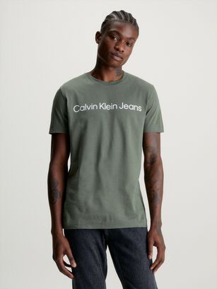 Polera Institutional Logo Slim Verde Calvin Klein,hi-res