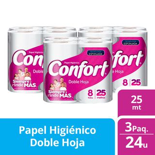 3 Paquetes Papel Higiénico Confort 8 un 25 mt,hi-res