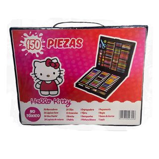 Set De Arte Maleta 150 Piezas Lápices  Colorear Hello Kitty,hi-res