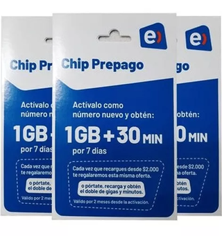 Pack 5 Chip Entel de 30 Min + 1GB en internet,hi-res