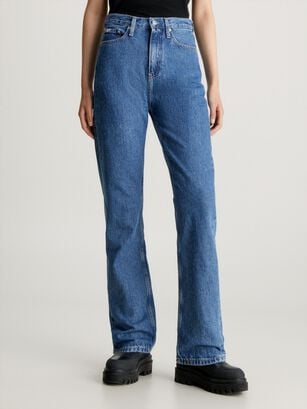 Jeans High Rise Straight Azul,hi-res