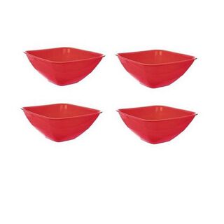 Set 4 Bowl Cuadrado Plástico Resistente 500 ml Diseño Rojo Titiz,hi-res