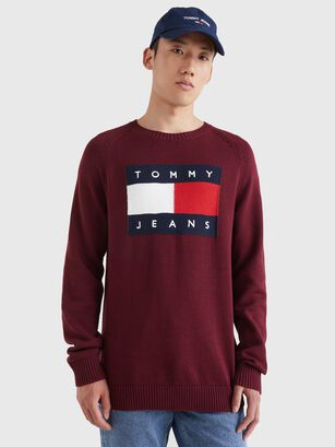 Sweater Flag Logo Regular Fit Burdeo Tommy Jeans,hi-res