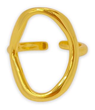 Anillo Circulo Irregular Ajustable Baño Oro,hi-res