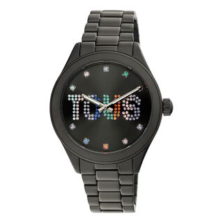 Reloj analógico con brazalete de acero negro y cristales,hi-res