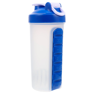Botella De Agua 600ml + Pastillero Organizador De Pastilla Azul,hi-res