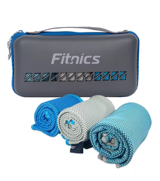 Toalla Microfibra Set De 3 Fitnics 100x30 Ejercicio +estuche Color Azul/gris,hi-res