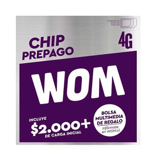 Chip Prepago Wom 4G Sim Card + Carga Inicial,hi-res