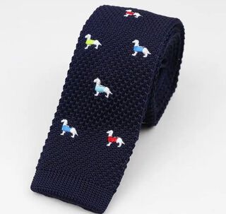 Corbata Vintage Tejida Con Diseño de Perritos,hi-res
