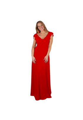 Vestido Largo Marken Rojo Furioso Lycra Vuelo Grande Maria Paskaro,hi-res