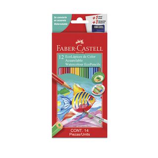 Lápices Acuarela Faber-Castell x12 + Sacapunta + Pincel,hi-res